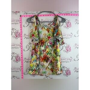 Vamp t-shirt, flowers, rainbow Floral Cold-Shoulder Short Sleeve Top - Multi